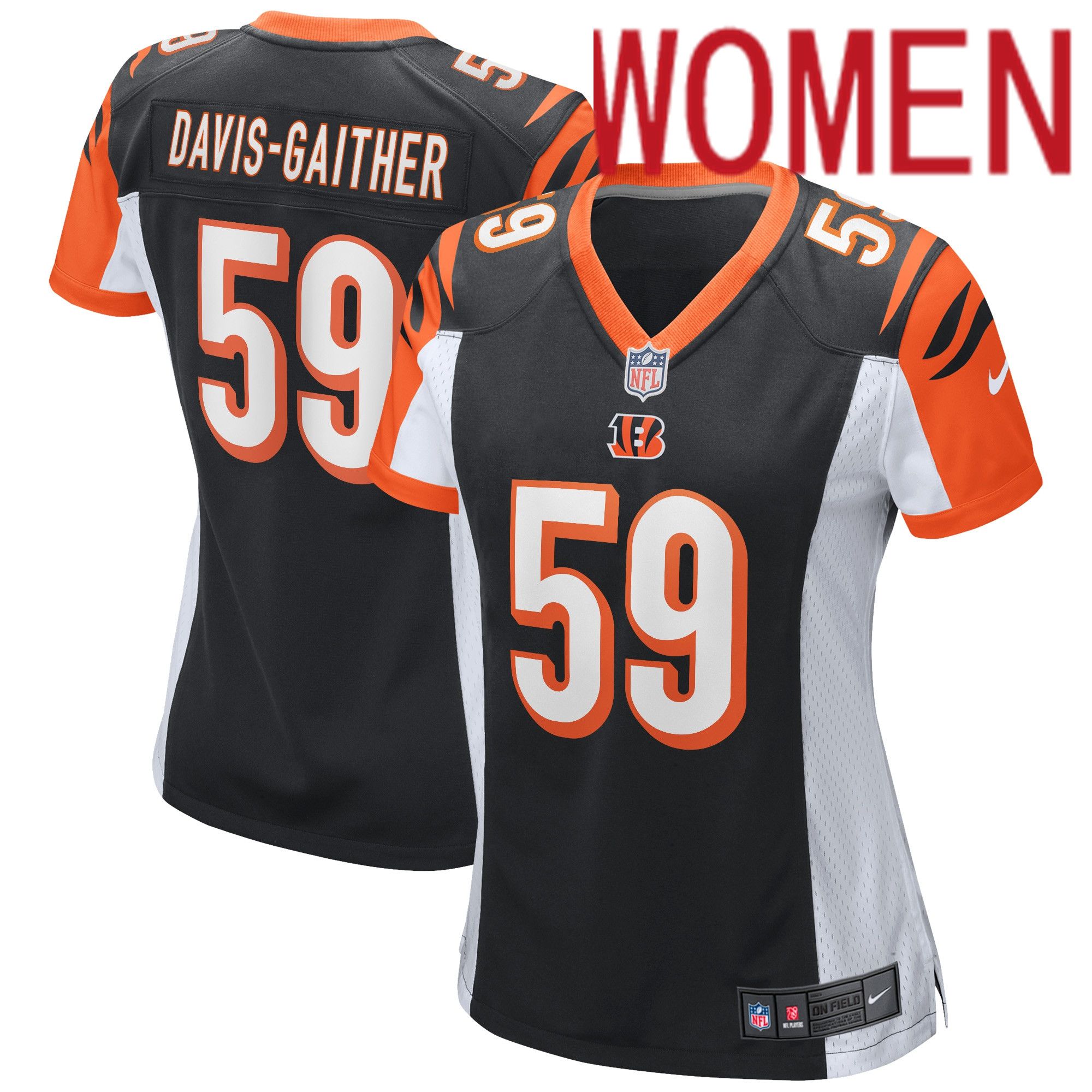 Women Cincinnati Bengals #59 Akeem Davis-Gaither Nike Black Game NFL Jersey